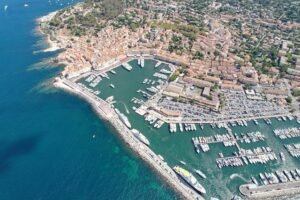 saint-tropez, summer, port, france, nature, yacht, aerial