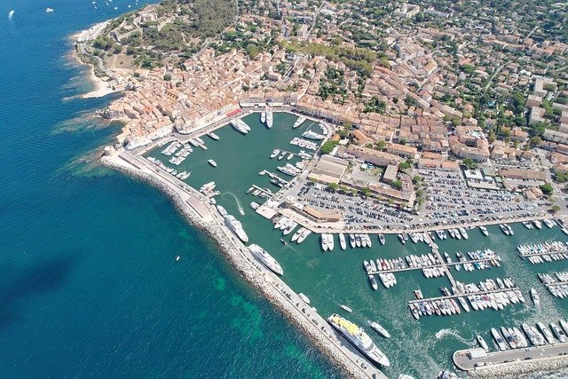 saint-tropez, summer, port, france, nature, yacht, aerial